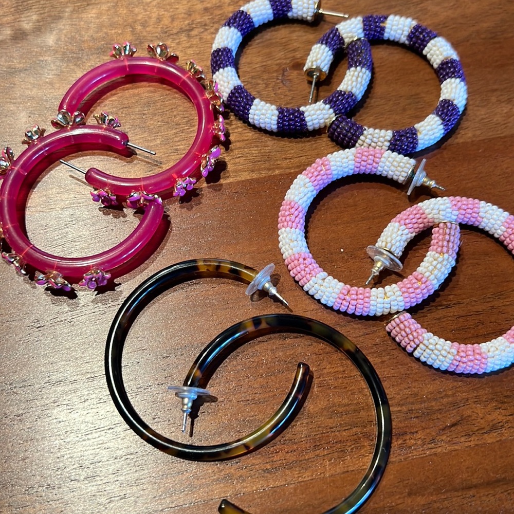 4 pairs of J. Crew hoop earrings